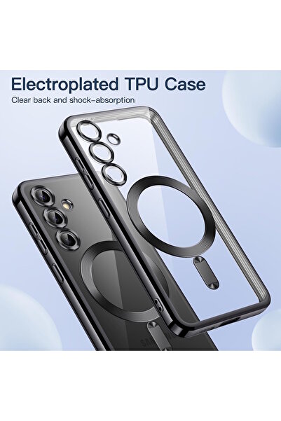 m.tk moveteck Samsung Galaxy A56 Kılıf Magsafe Wirelles Şarj Destekli Parlak Renkli Kenarlı Arkası Şeffaf Silikon