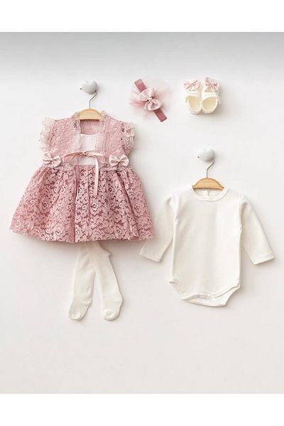 sarishco Baby Girl French Lace Bolero Newborn Dress Set - Hospital Outlet Mevlütlük Suit Boxed Product