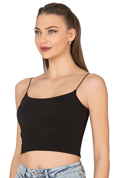 ÖZKAN underwear Özkan 27370 Women's Modal Cotton Lycra Stretchy Comfortable Fit Spaghetti Straps Knitted Crop Tank Top