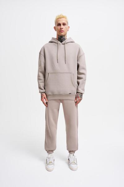 Machinist oversized Φούτερ με με κουκούλα τσέπες Ice Grey