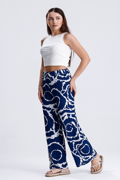 MD trend Жіночі широкі штани з еластичним поясом і жіночим візерунком