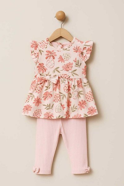 gigigiyim Flower Detailed Girl's Suit Pink