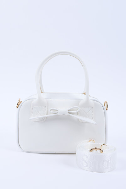 SHAKA Beyaz Shk217 Fiyonklu Suni Deri, Tek Bölmeli, Fermuarlı,Kolon Askılı, E...