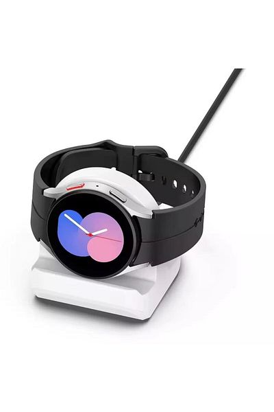 REDz Accessories Suport pentru ceas inteligent, orificiu pentru încărcător, compatibil cu Apple Watch și Galaxy Watch 5/6, silicon, alb