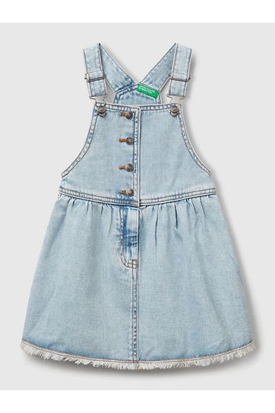 Benetton Girl's Denim Salopet Skirt Blue