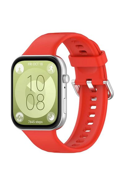 REDz Accessories Silicone Sport Strap, Compatible With Huawei Watch Fit 3, Thin, Adjustable, Red