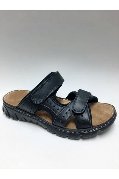 marutti Marutti Genuine Leather Black Velvet Comfortable Sole Men's Slippers