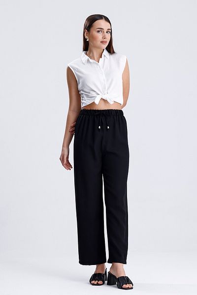 MD trend Women's Elastic Waist Drawstring Pipe Leg Trousers
