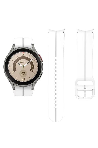 REDz Accessories Sport Strap For Samsung Galaxy Watch, Adjustable, Stripe, Silicone, White