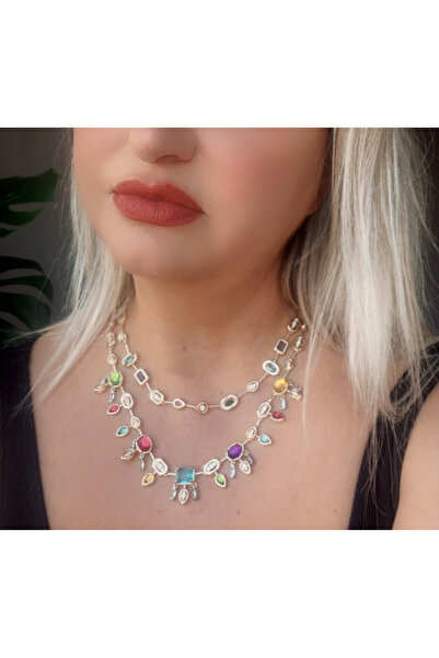 bellss shop Renkli Taşlı Melis Özel Tasarım Kolye