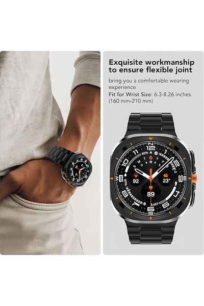 REDz Accessories Luxury Link Strap, Metal Links, Samsung Galaxy Watch Ultra 47mm, Business Design, Black