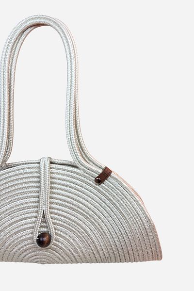 MaVaux Τσάντα ώμου Mia Natural Wood Beaded Straw Look