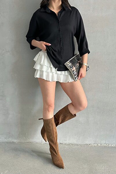 MD trend Women's Sleeve Layered Raschel Shirt