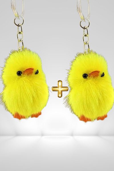 Birmem Cute Furry Chick Keychain |   Keychain, Bag Charm, Gift 2Pcs