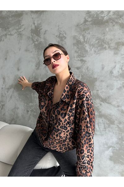 İLKCET MODA Oversize dámská košile - leopardí vzor
