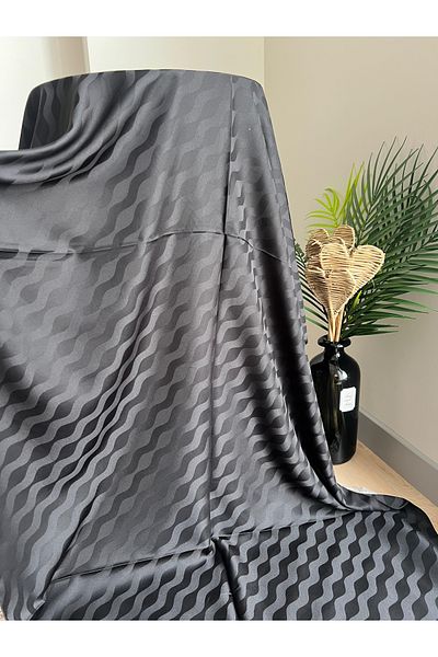 VaVscarfs Waterway Cotton Jacquard Shawl Black