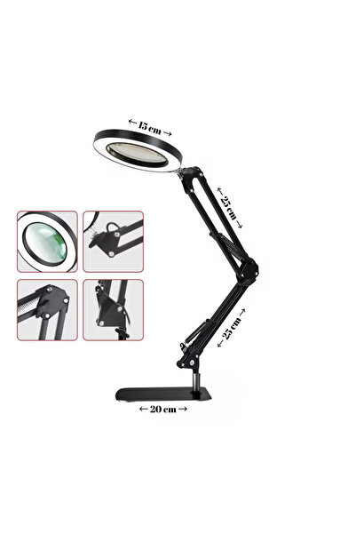 SMAYLİNG 3 Renk Modlu Kısılabilir LED Büyüteçli Masa Lambası – Okuma, El İşi, Tamir ve Hobi Işığı