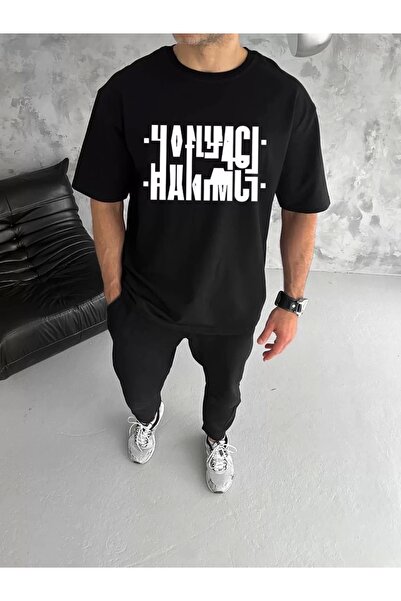 Asap Unisex Crew Neck Folding Printed T-Shirt - Black
