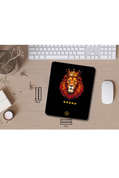 IVART لوحة ماوس مستطيلة الشكل من Yellow Red Lion King - 5 (خمسة) نجوم مع دعم للسوار