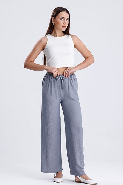 MD trend Women's Lace-Up Raschel Loose Pants