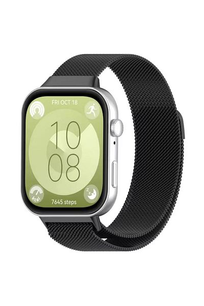 REDz Accessories Curea Milanese, Compatibilă cu Huawei Watch Fit 3, Magnetică, Material Metalizat, Negru