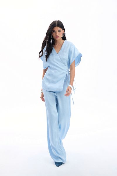 Sateen Pantaloni largi cu buzunare - Baby Blue