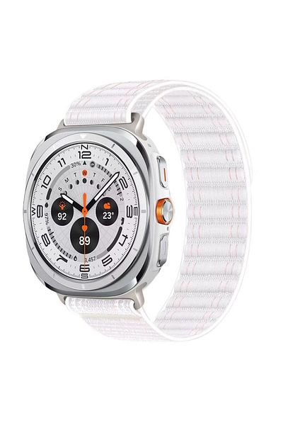 REDz Accessories Elastic Sport Strap, for Samsung Galaxy Watch Ultra 47mm, Adjustable Buckle Strap, Nylon, White