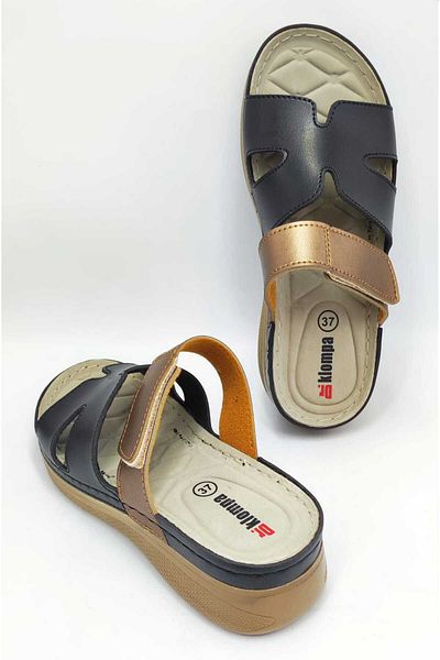 DR KLOMPA Women's Slippers Dk1164 Black - Bronze Summer Orthopedic Home & Outdoor Slippers