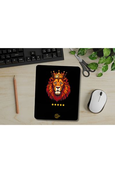 IVART لوحة ماوس مستطيلة الشكل من Yellow Red Lion King - 5 (خمسة) نجوم مع دعم للسوار