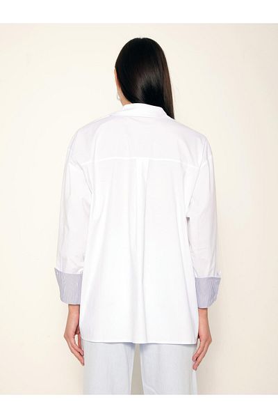 Coral Long Sleeve Poplin Shirt White with Contrast Pocket Detail
