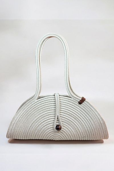 MaVaux Τσάντα ώμου Mia Natural Wood Beaded Straw Look