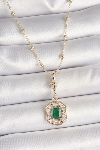 Skygo Brass Gold Color Zircon Stone Topcuk Chain Serenay Model Women's Necklace - Tj-Bko9902