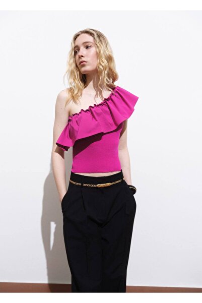 MANGO Woman Kombine kumaş asimetrik bluz