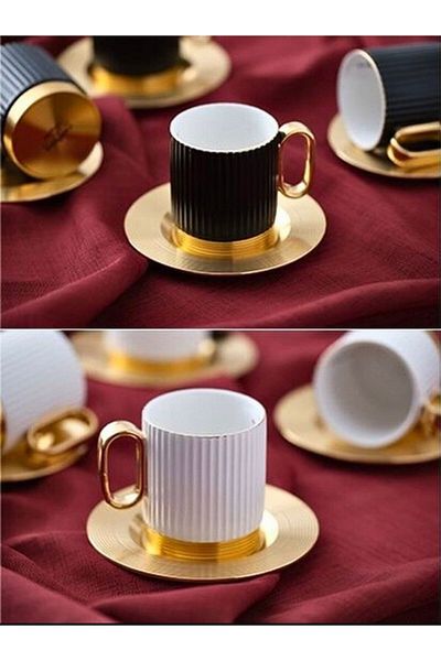 ACAR Erika Porcelain 4-Piece Double Coffee Cup Set - 160 ml
