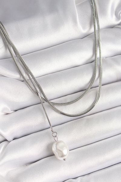 Skygo 316L Steel Silver Color Italian Chain Model Dangle Pearl Figure Women's Necklace - Tj-Bko9935