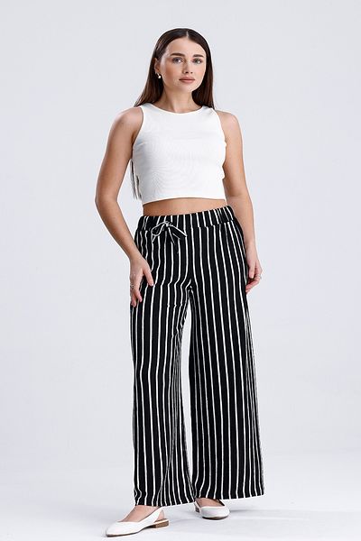 MD trend Women's Patterned Elastic Waist Loose Trousers