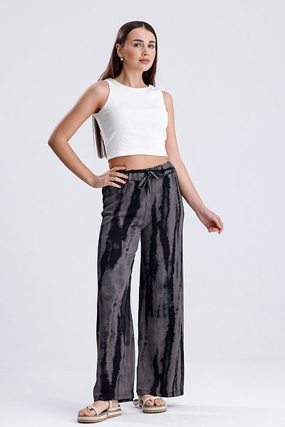 MD trend Women's Patterned Elastic Waist Loose Trousers