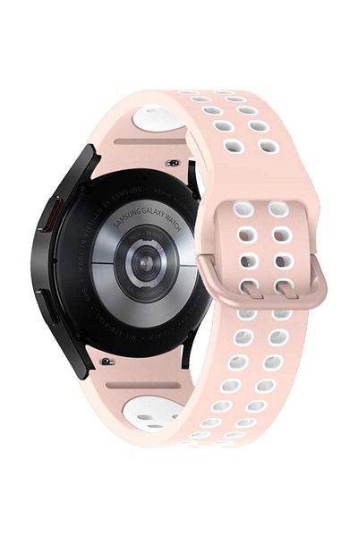 REDz Accessories Perforated Sport Strap For Samsung Galaxy Watch 4/5/5 Pro/6, Silicone, Pink-white