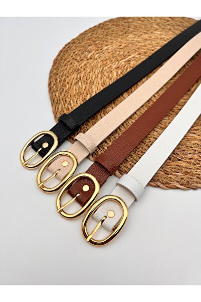 Descoin مجموعة من 4 أحزمة نسائية بإبزيم ذهبي بيضاوي، وحزام بنطلونات، وحزام مع...