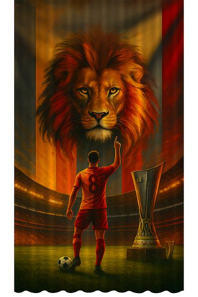 Bertille Home Children's and Baby's Room Yellow Red Fan Football Series Background Curtain Single Wing (Curtain)