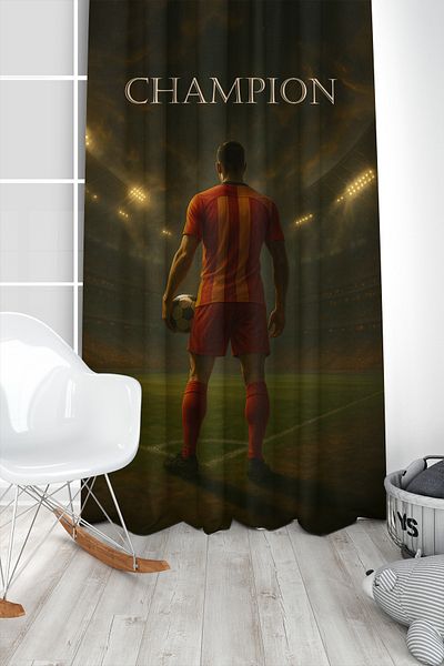 Bertille Home Children's and Baby's Room Yellow Red Fan Football Series Background Curtain Single Wing (Curtain)