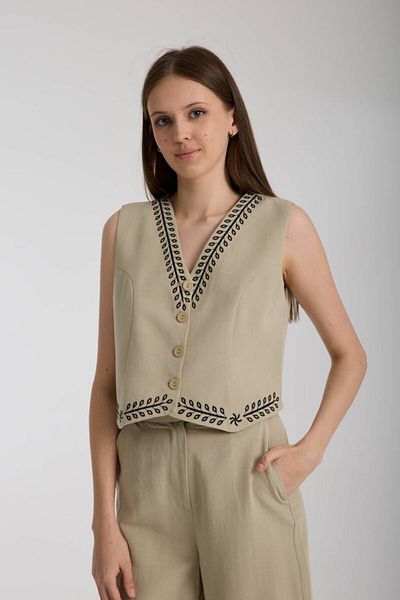 İLKCET MODA Women's Premium Embroidered Vest Pants Set