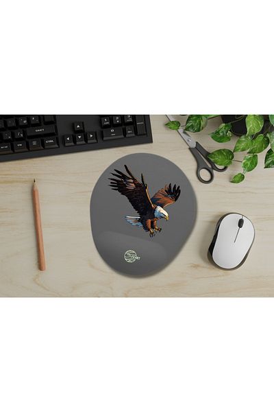 IVART Eagle Printed Oval Mouse Pad with Wrist Support