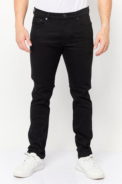 Riders by Lee Men Slim Fit Plain Stretchable Jeans, Black