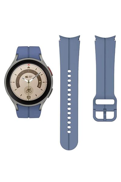 REDz Accessories Curea sport pentru Samsung Galaxy Watch, reglabilă, cu dungi, silicon, albastru deschis
