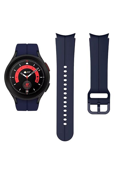 REDz Accessories Curea sport pentru ceas Samsung Galaxy, reglabilă, cu dungi, silicon, bleumarin