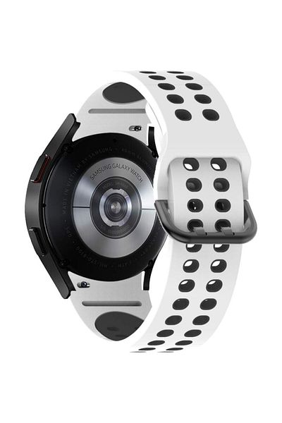 REDz Accessories Curea sport perforată pentru Samsung Galaxy Watch 4/5/5 Pro/6, silicon, negru-alb