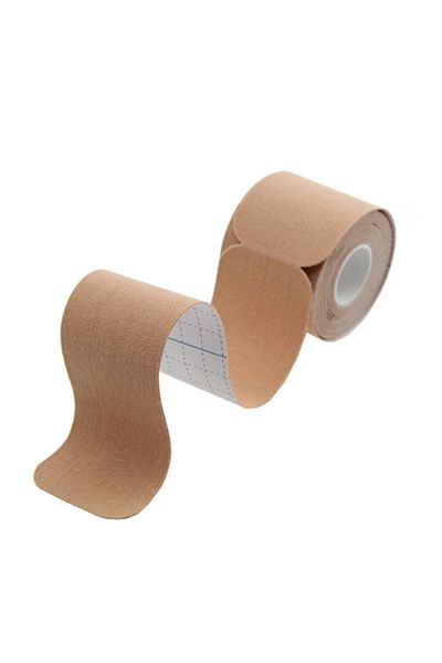 TrioStore Banda Elastica Kinesiologica Pretaiata, Impermeabila, Fara Latex, 5cm x 5m, Bumbac si Spandex, Bej