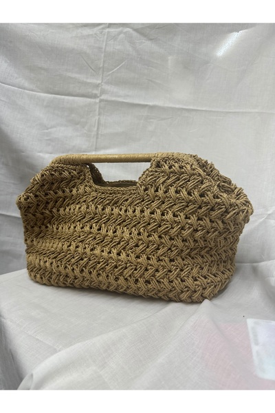 FASİON Örgü Çanta Doğal Lif Clutch Portföy