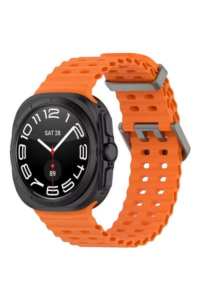 REDz Accessories Ocean Wave Strap, Sport Design, Compatible with Samsung Galaxy Watch Ultra 47mm, Silicone, Orange